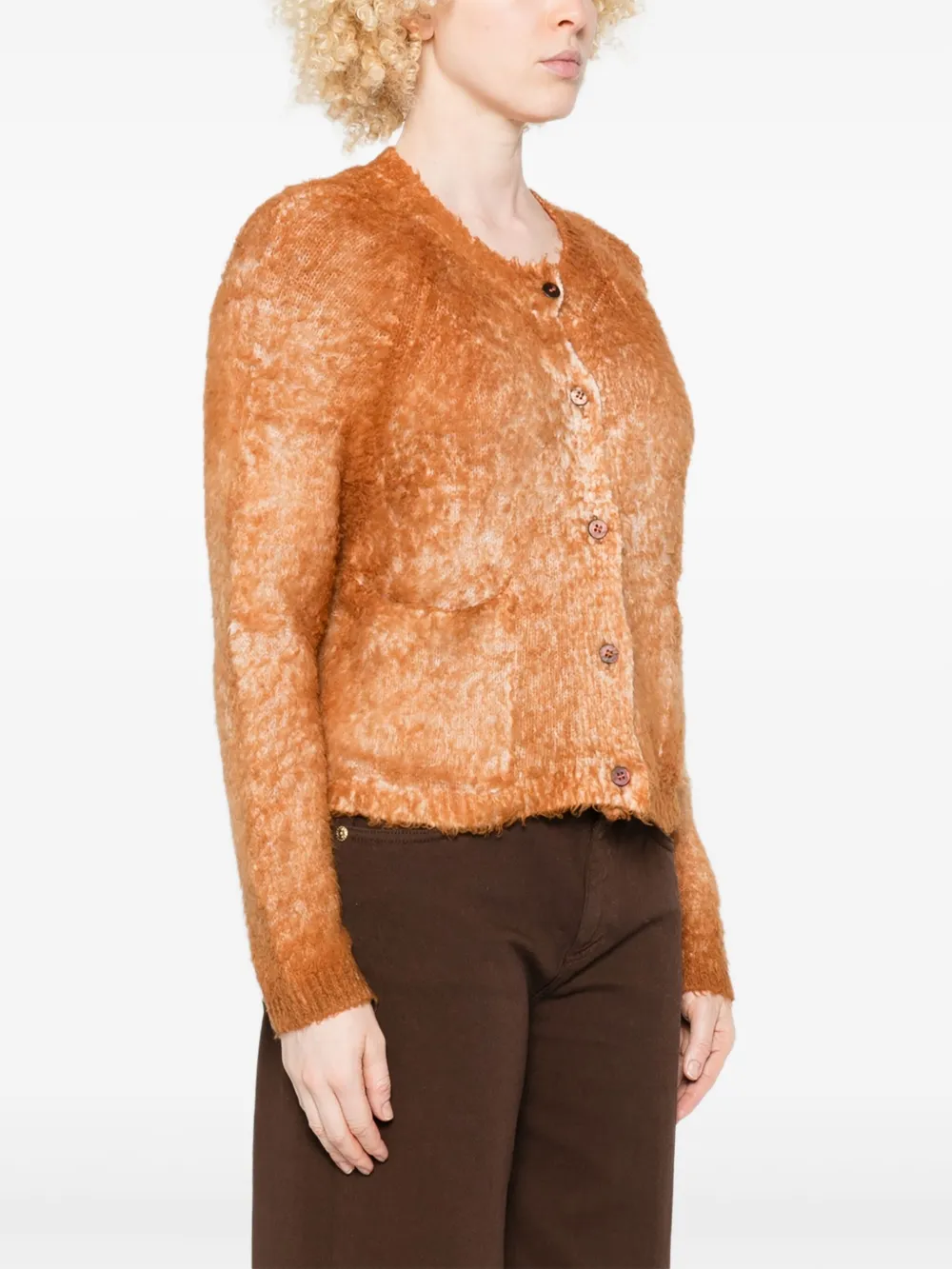 Avant Toi Cotton Button Cardigan In Brown