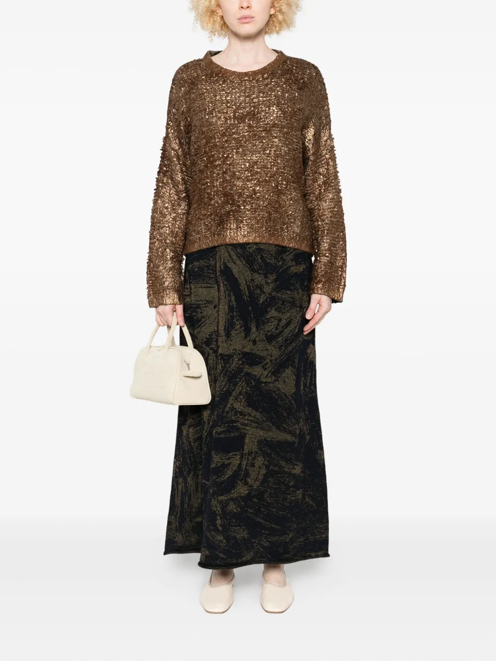 Avant Toi Lurex rok met A-lijn - Zwart