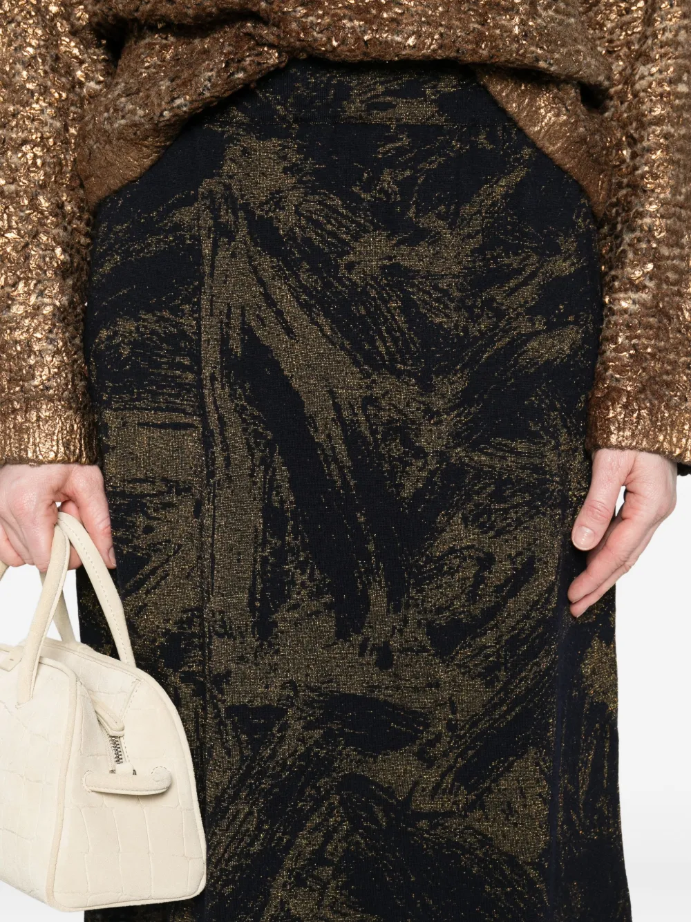 Avant Toi Lurex A-line Skirt In Black