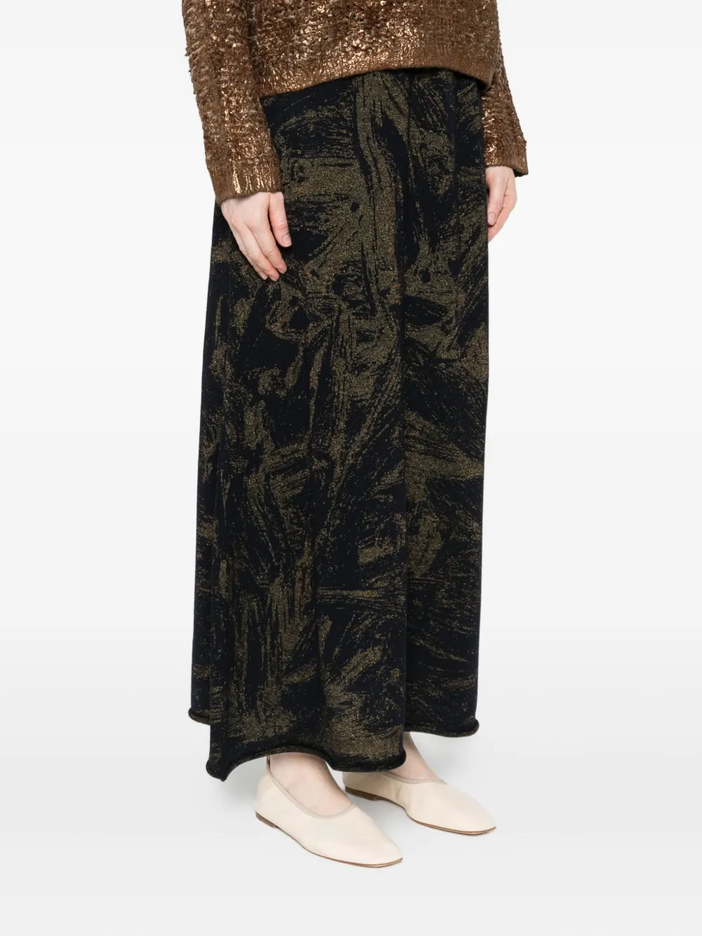 Avant Toi Lurex A-line Skirt In Black