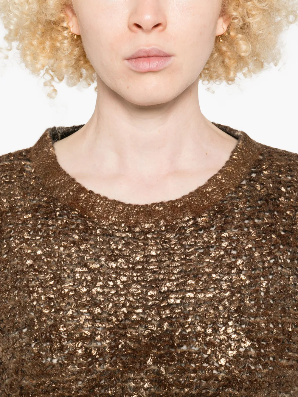 Avant Toi Metallic-finish Round-neck Sweater In Gold