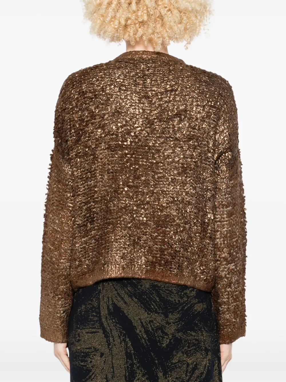 Avant Toi Metallic-finish Round-neck Sweater In Gold