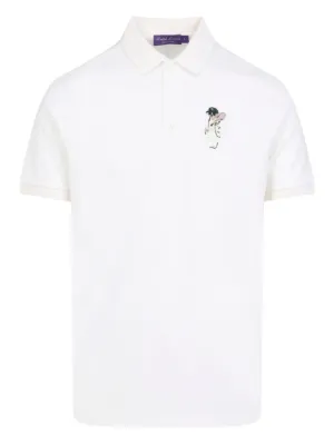 Ralph Lauren Purple Label Logo Embroidered Polo Shirt | White