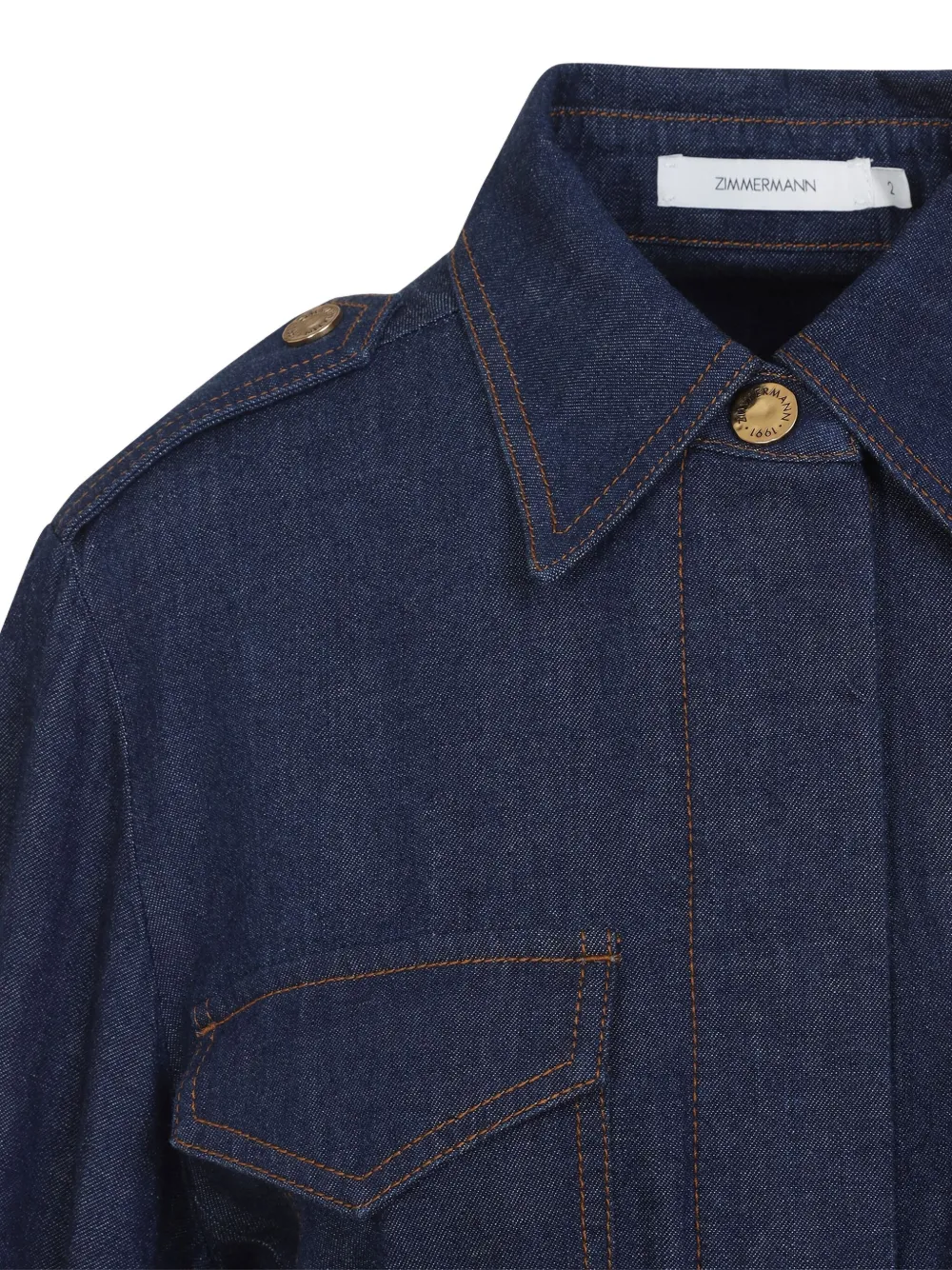ZIMMERMANN belted denim shirt dress Blauw