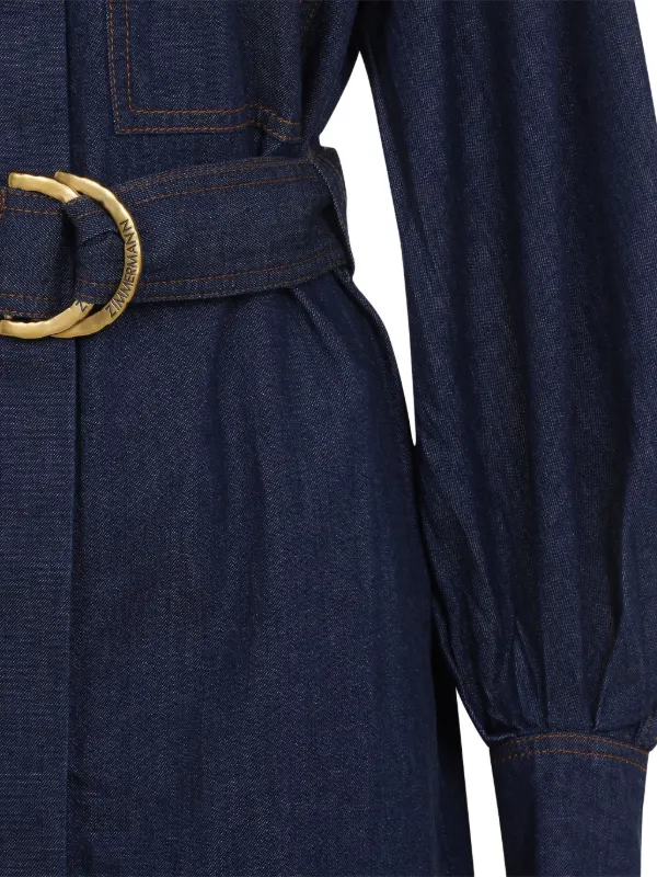 ZIMMERMANN ベルテッド デニムシャツドレス | ブルー | FARFETCH JP