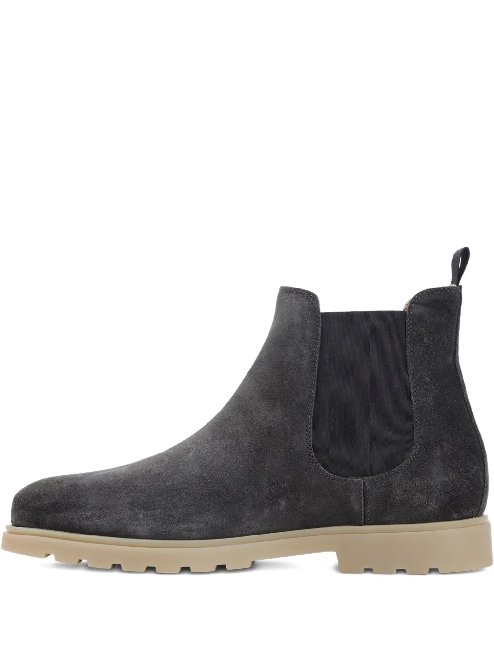 Kiton Round Toe Suede Finish Ankle Boot In Gray