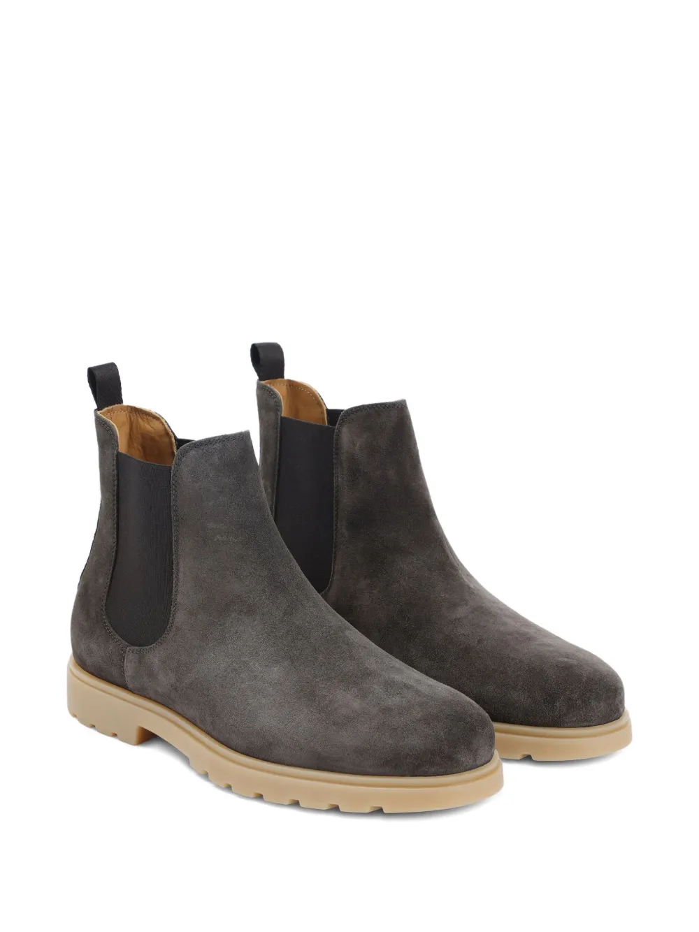 Kiton Round Toe Suede Finish Ankle Boot In Gray