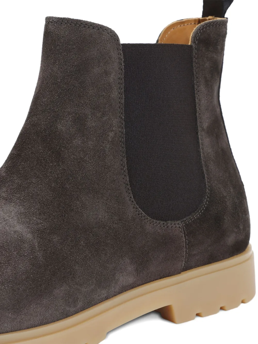 Kiton Round Toe Suede Finish Ankle Boot In Gray