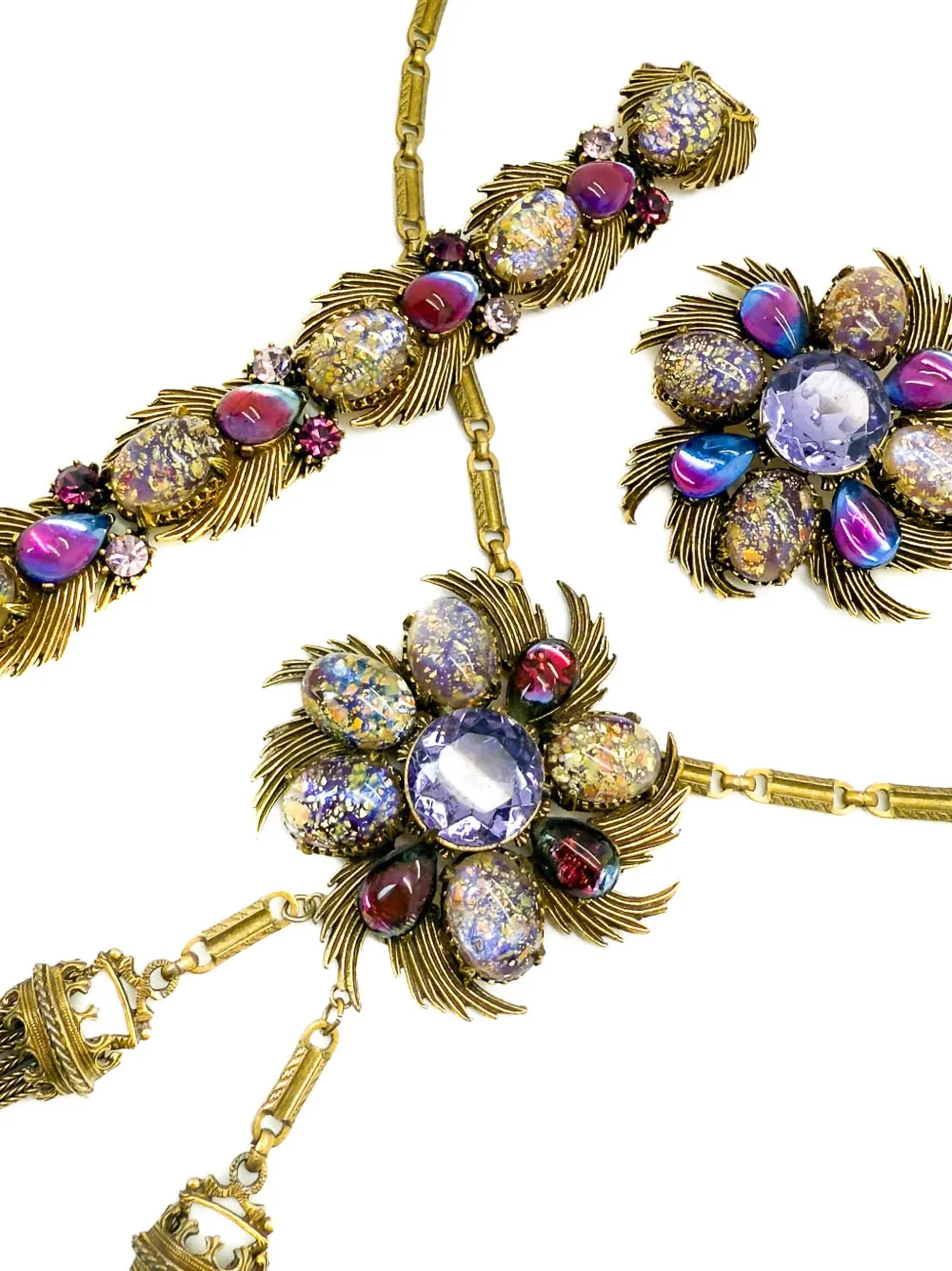 Pre-owned Jennifer Gibson Jewellery Florenza 1960s Dragons Breath Necklace Set In Gold