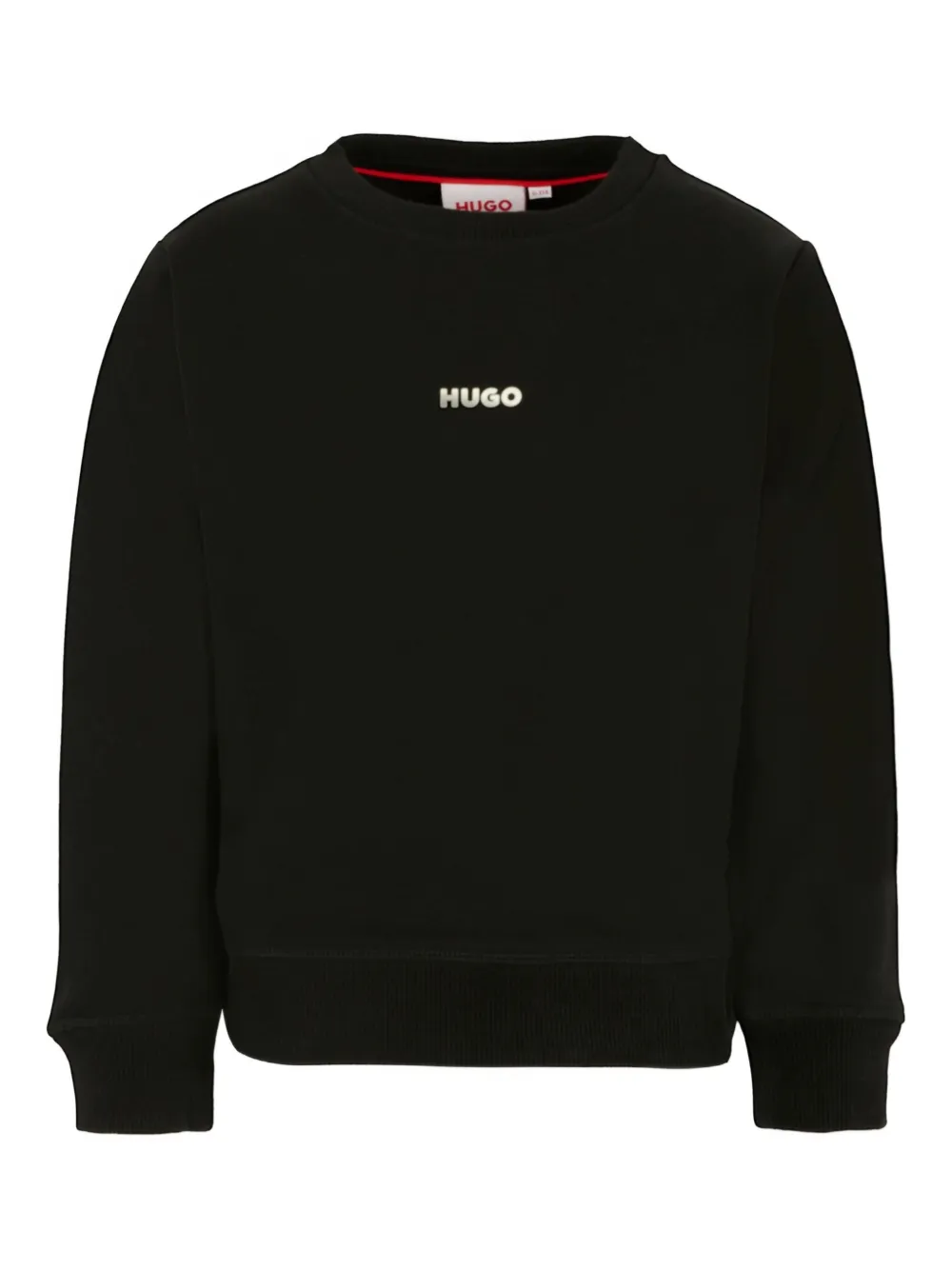 HUGO KIDS logo-print crew-neck sweatshirt Zwart