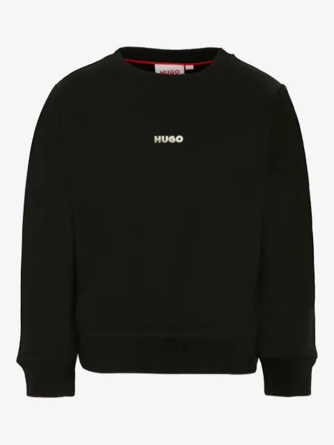HUGO KIDS logo-print crew-neck sweatshirt
