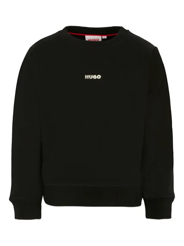 HUGO KIDS logo-print crew-neck Sweatshirt Black FARFETCH ID