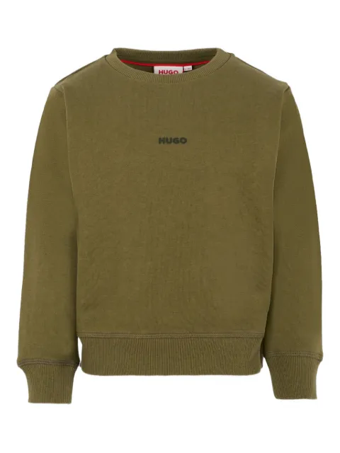 HUGO KIDS logo-embroidered crew-neck sweater