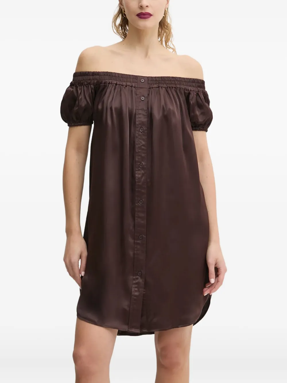 Day Birger Et Mikkelsen off-shoulder buttoned dress | Brown | Image 1