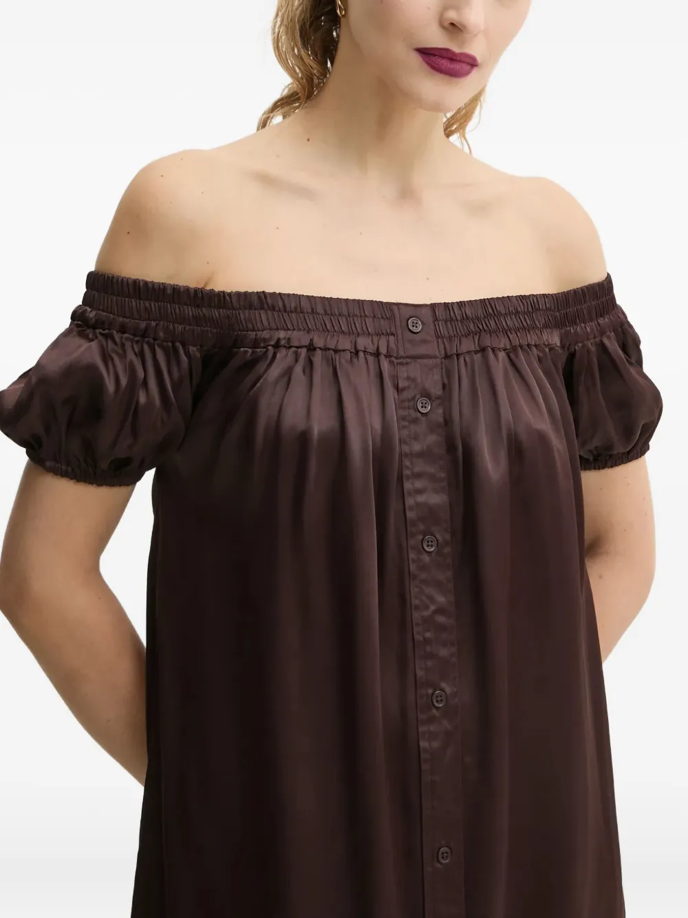 Day Birger Et Mikkelsen Off-shoulder jurk met knopen Bruin