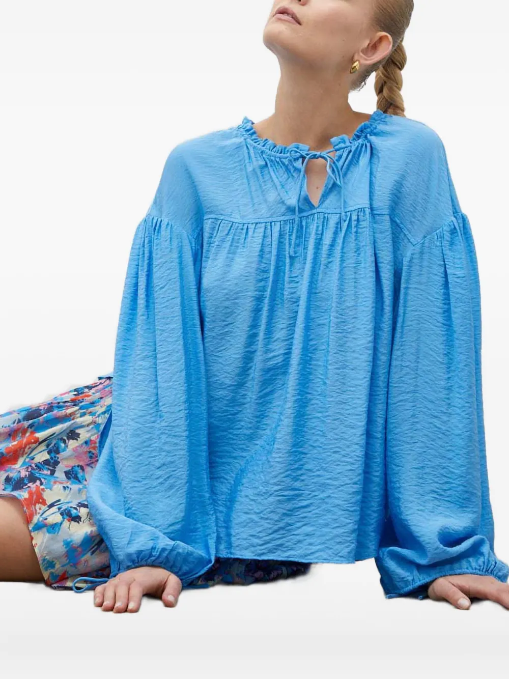 Day Birger Et Mikkelsen Ruffled Tie Blouse In Blue