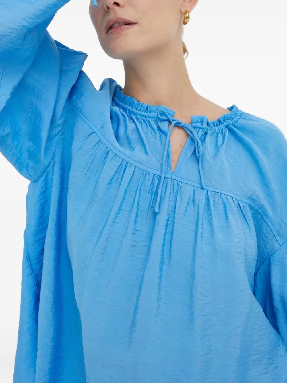 Day Birger Et Mikkelsen Ruffled Tie Blouse In Blue