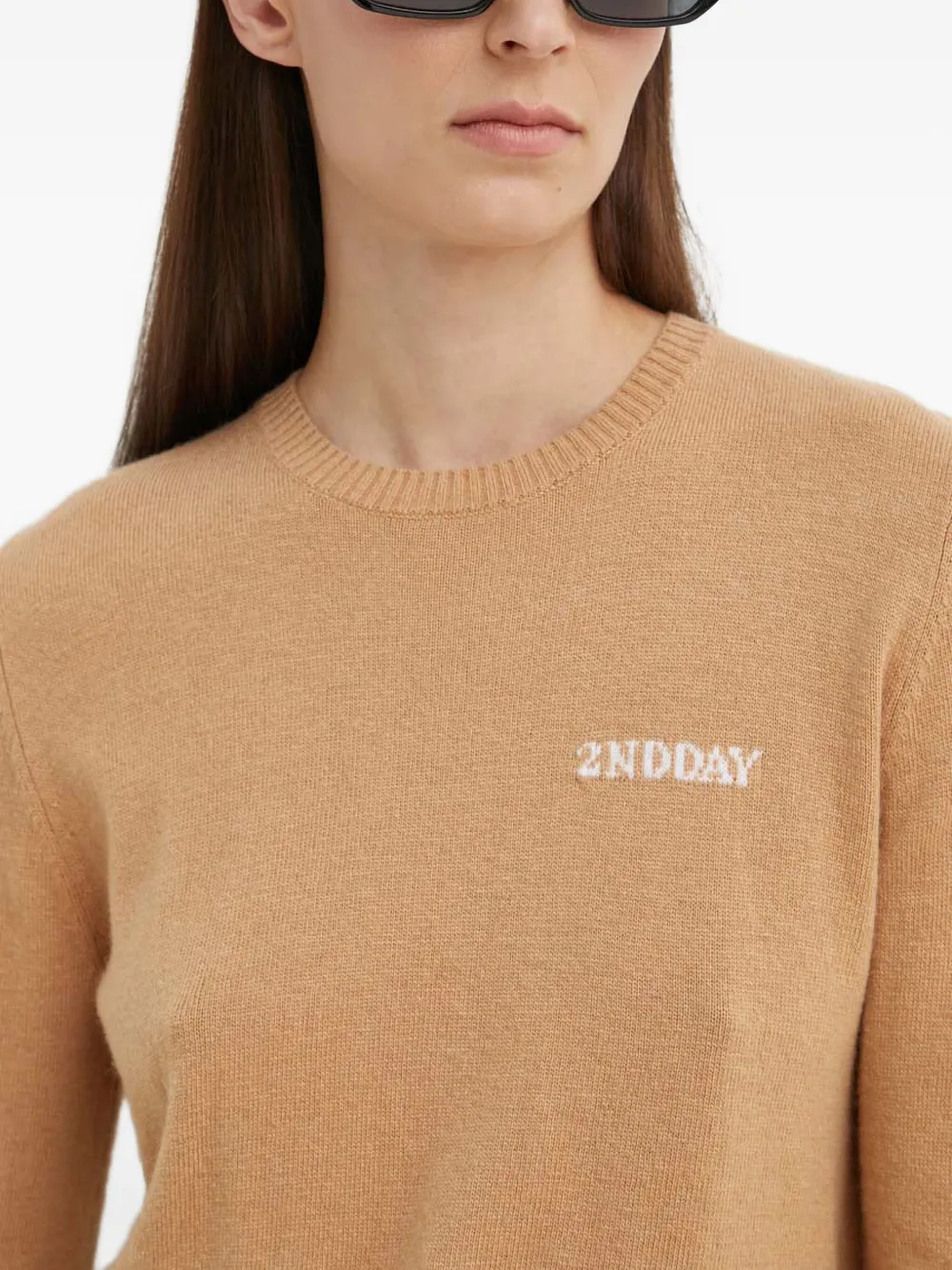Day Birger Et Mikkelsen Trui met gebreid logo Beige
