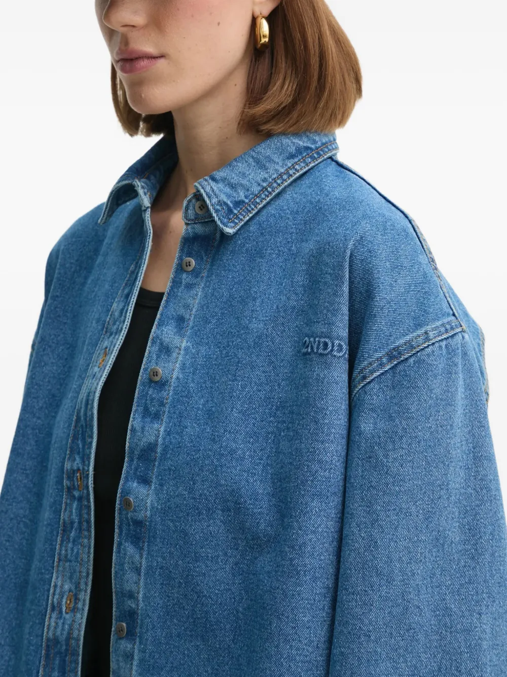 Day Birger Et Mikkelsen Denim blouse met logo-reliëf Blauw