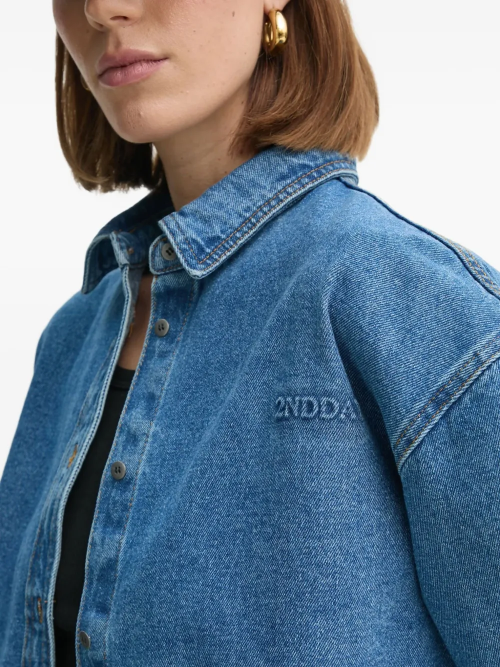 Day Birger Et Mikkelsen Denim blouse met logo-reliëf Blauw