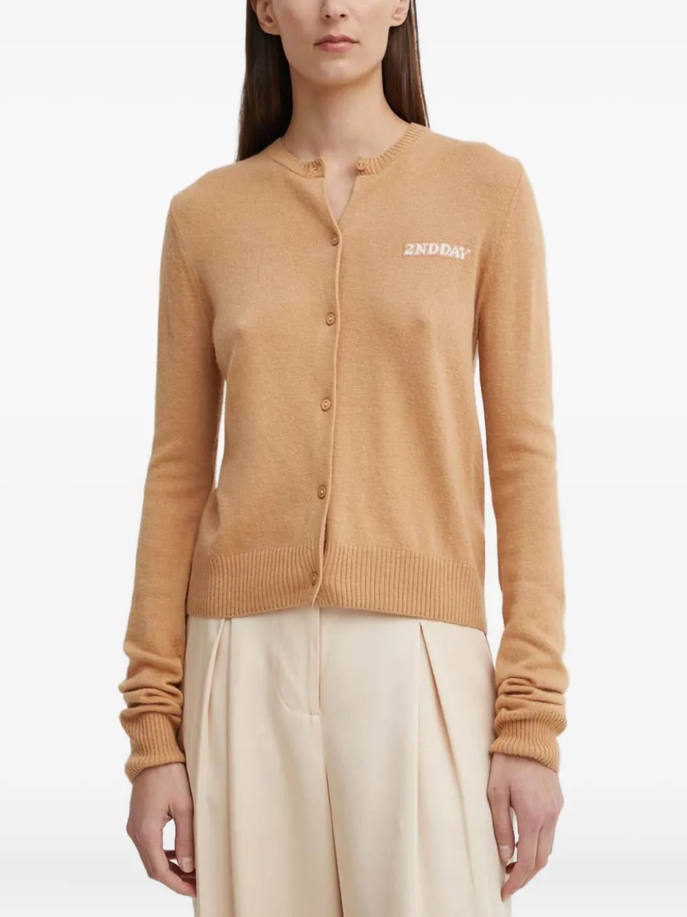 Day Birger Et Mikkelsen logo-intarsia cardigan | Brown | Image 1