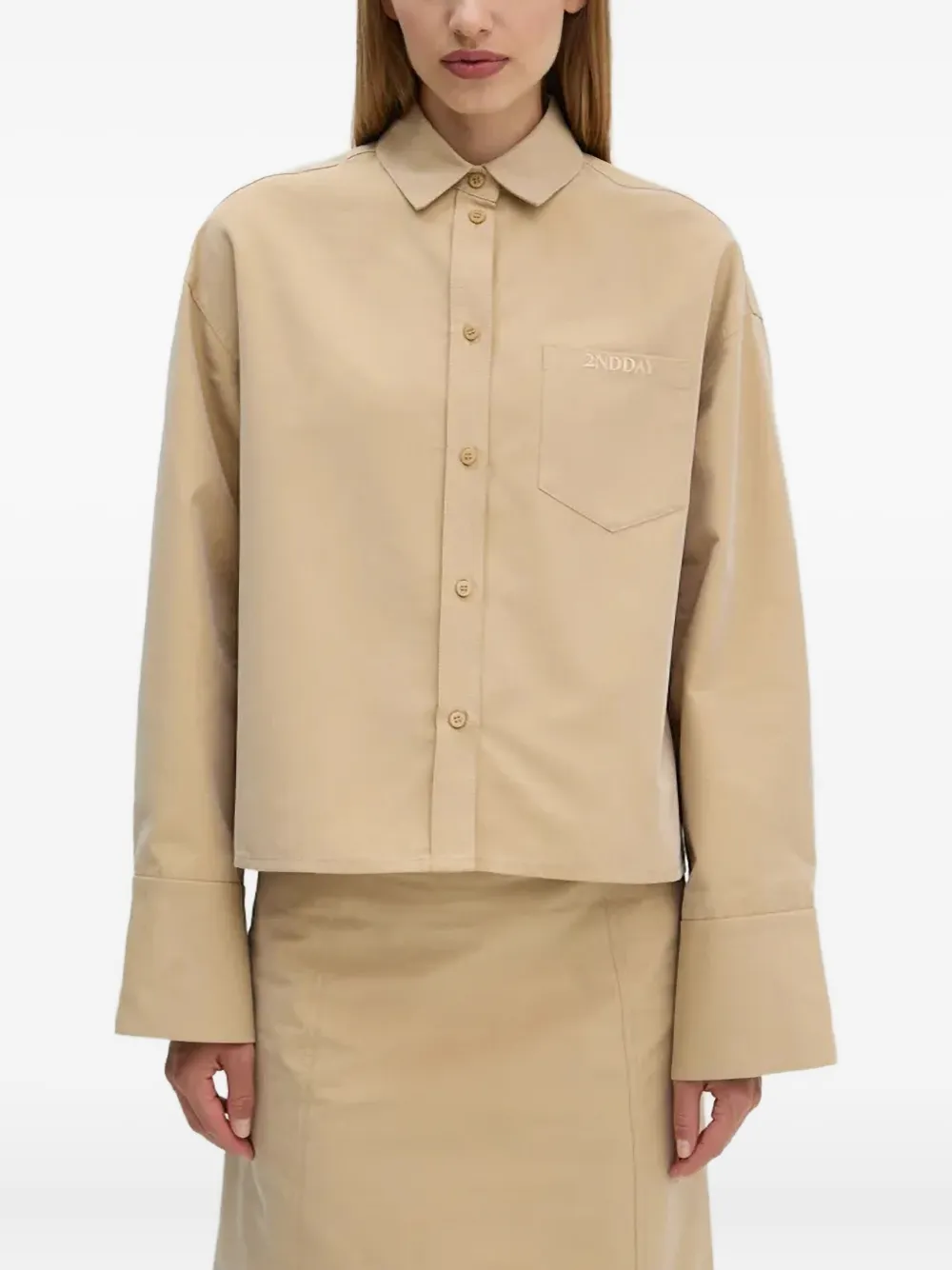 Day Birger Et Mikkelsen Blouse met zak en knoop Bruin