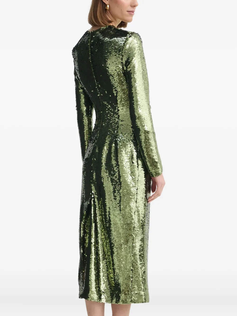 Day Birger Et Mikkelsen Midi-jurk met pailletten en lange mouwen Groen