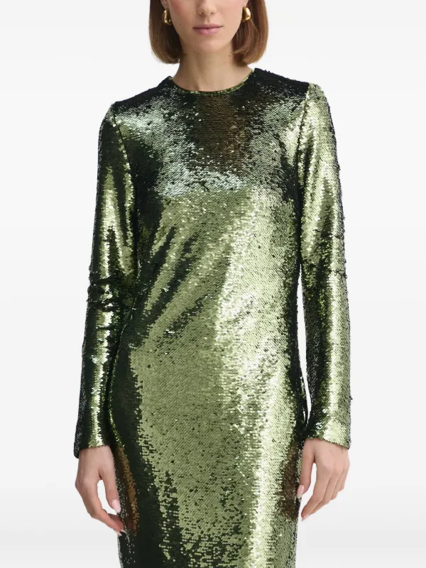 Day Birger Et Mikkelsen Sequin long-sleeves Midi Dress | Green | FARFETCH