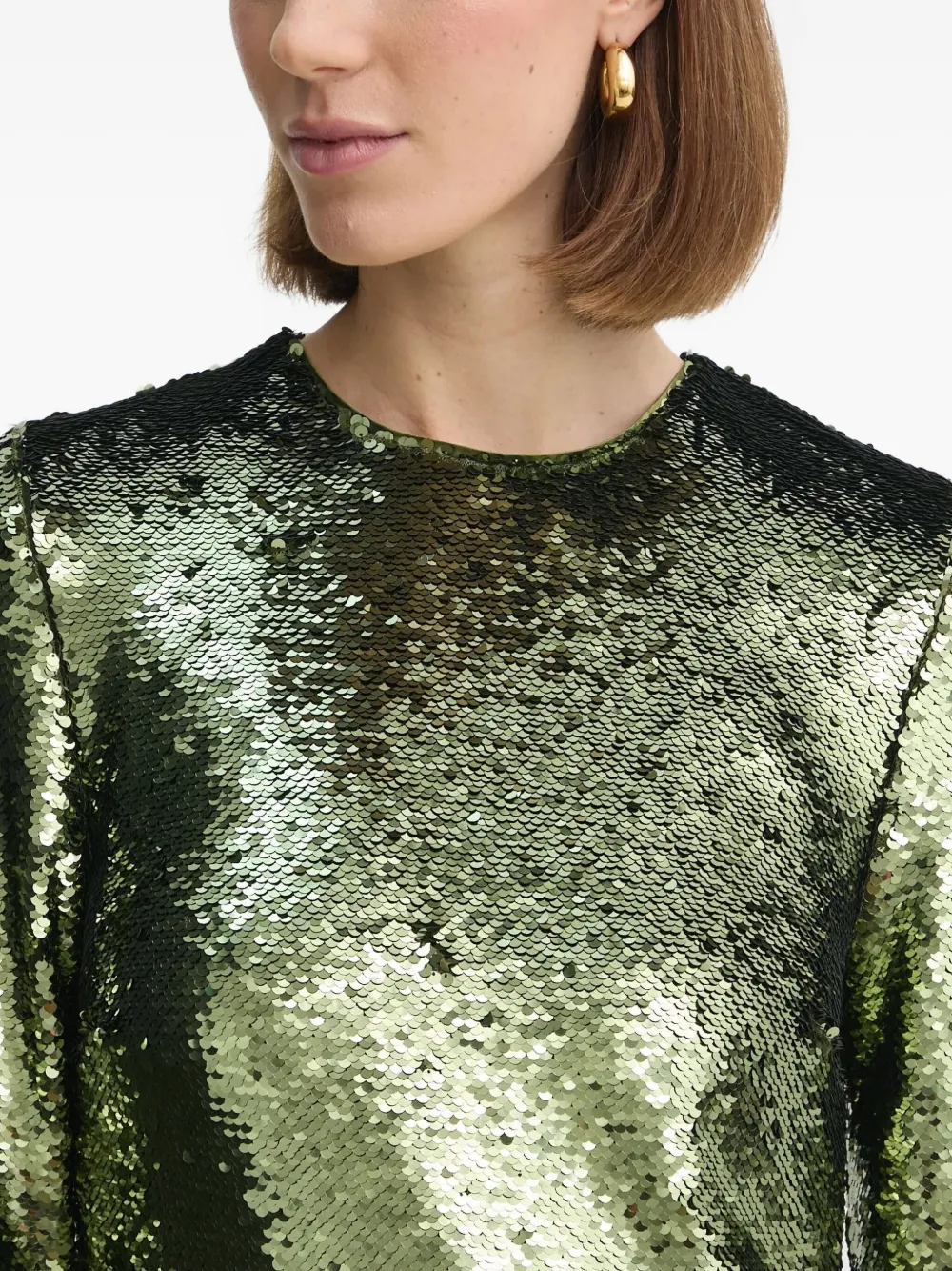 Day Birger Et Mikkelsen Midi-jurk met pailletten en lange mouwen Groen