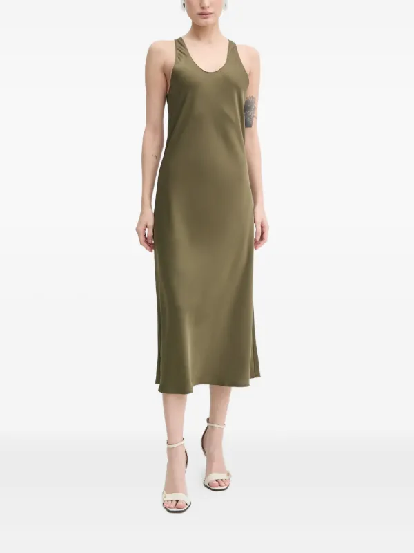 day birger et mikkelsen silk dress Day Birger ET Mikkelsen Sophia Crinkled Satin Midi Dress Taupe Day Birger Et Mikkelsen
