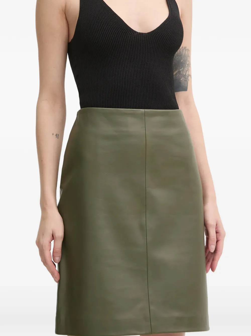 Day Birger Et Mikkelsen Danin leather mini skirt - Groen