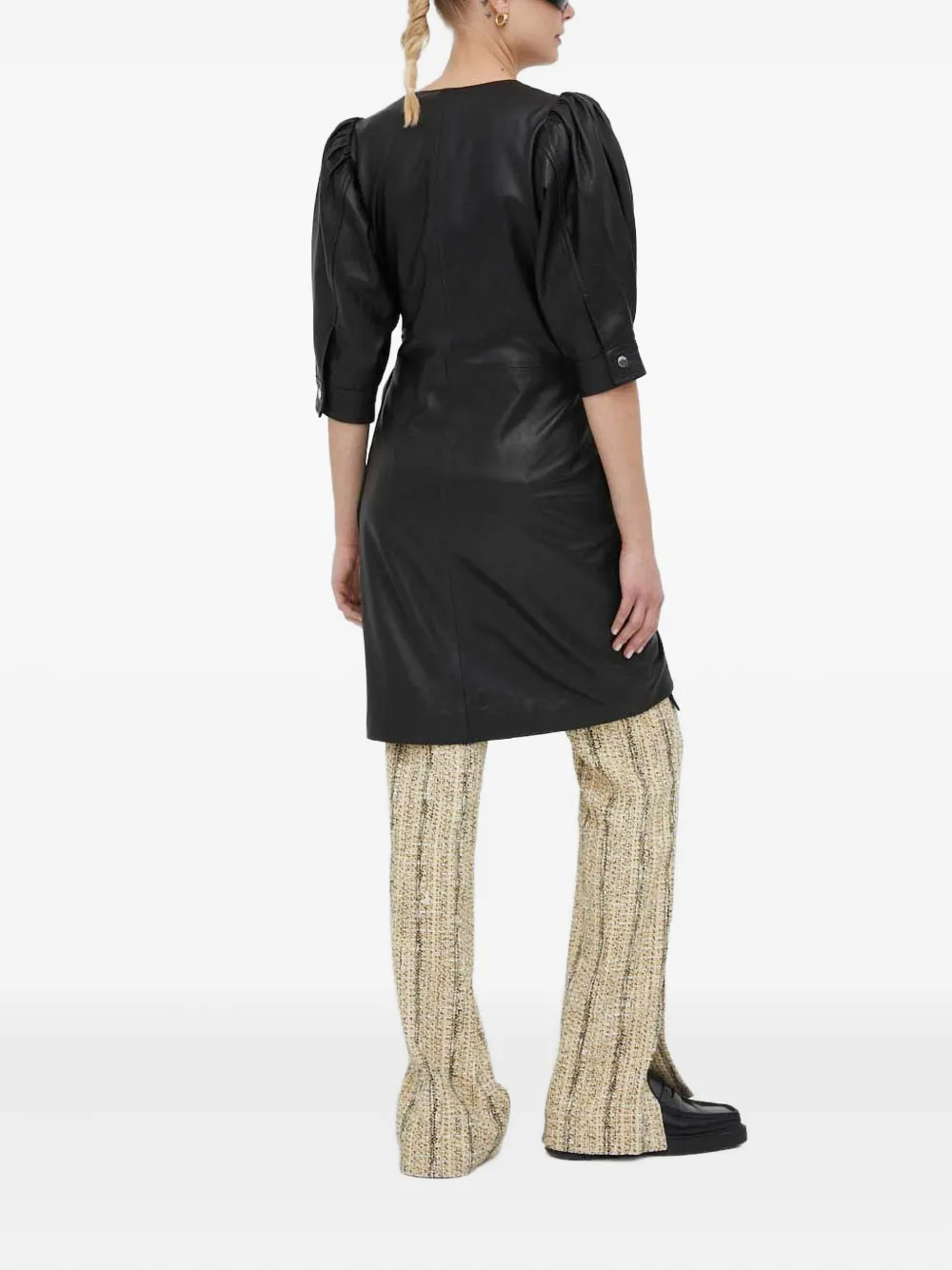 Day Birger Et Mikkelsen Jurk met pofmouwen en ring detail Zwart