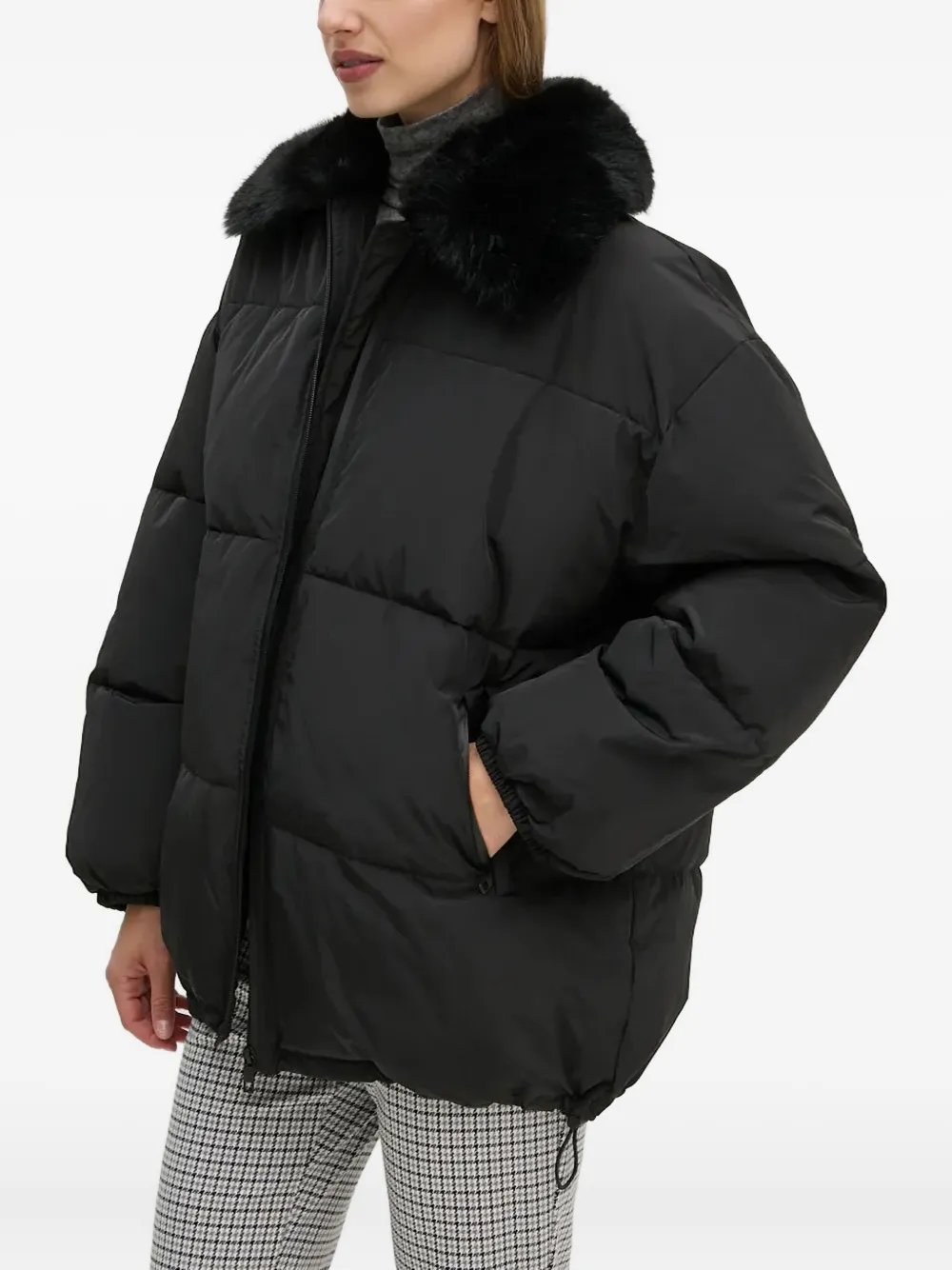 Day Birger Et Mikkelsen Fur-collar Puffer Jacket In Black