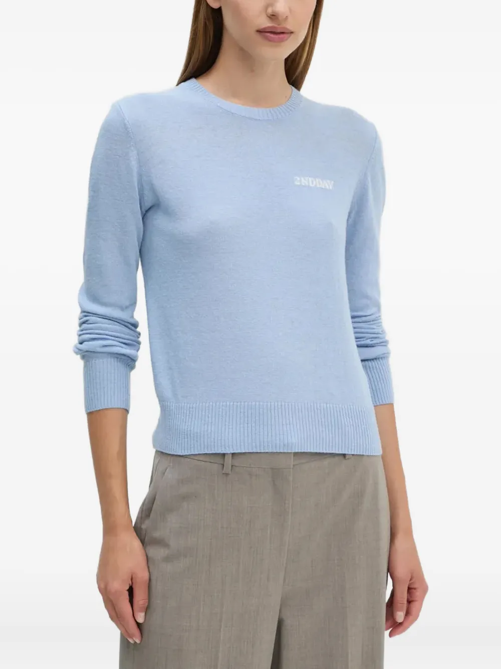Day Birger Et Mikkelsen Trui met intarsia logo Blauw