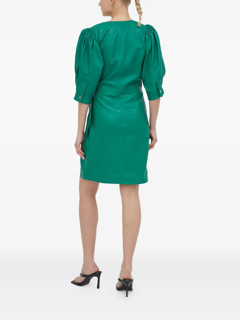 Day Birger Et Mikkelsen Mini-jurk met pofmouwen en ring detail Groen