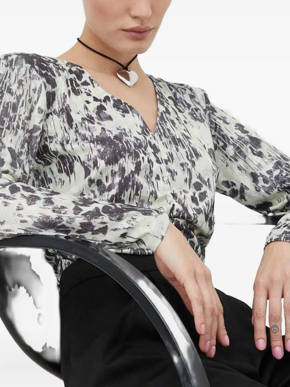 Day Birger Et Mikkelsen Blouse met V-hals en lange mouwen Groen