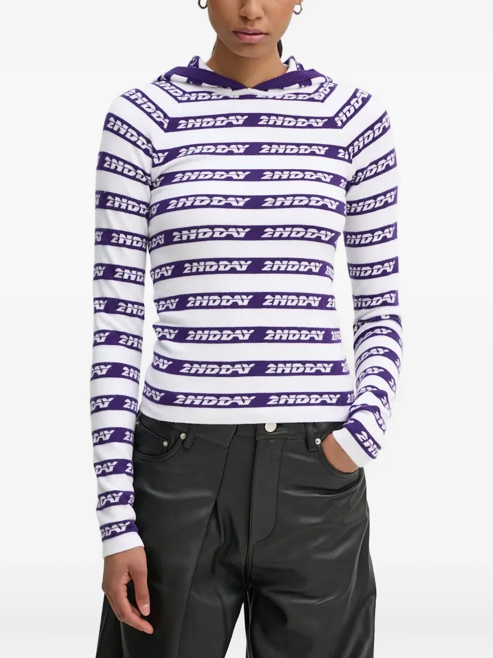 Day Birger Et Mikkelsen striped hooded sweater | White | Image 1