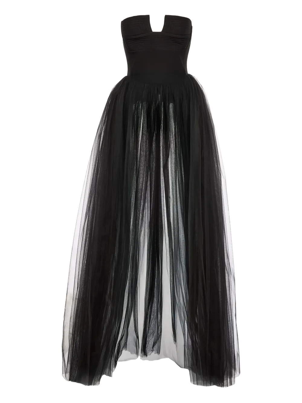 V:pm Atelier Lisa Strapless Tulle-panel Top In Black
