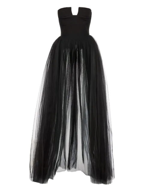 V:PM ATELIER Lisa strapless tulle-panel top
