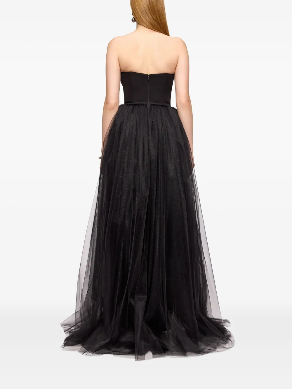 V:pm Atelier Lisa Strapless Tulle-panel Top In Black