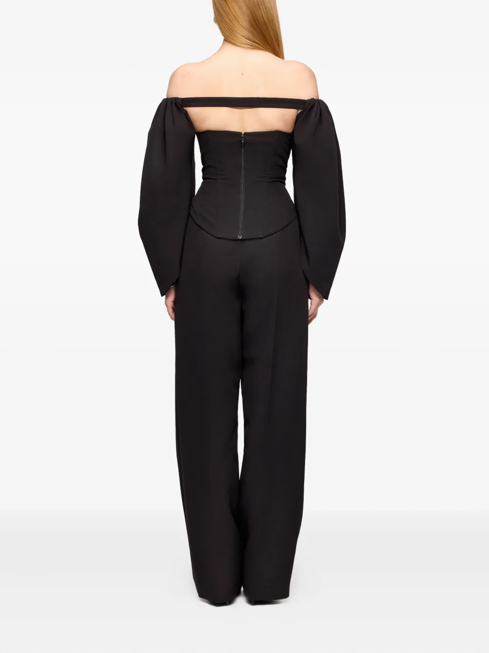 V:pm Atelier Cluster Off-shoulder Balloon-sleeve Top In Black