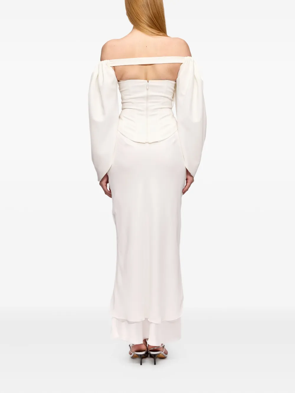 V:pm Atelier Cluster Off-shoulder Balloon-sleeve Top In Neutral