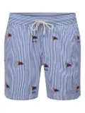 Polo Ralph Lauren striped flag-embroidered swim shorts - Blue
