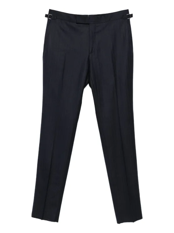 Tom Ford Pinstripe Buckle-fastening Trousers in Blue
