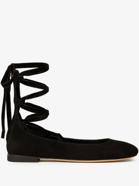 TWINSET lace-up suede ballet flats