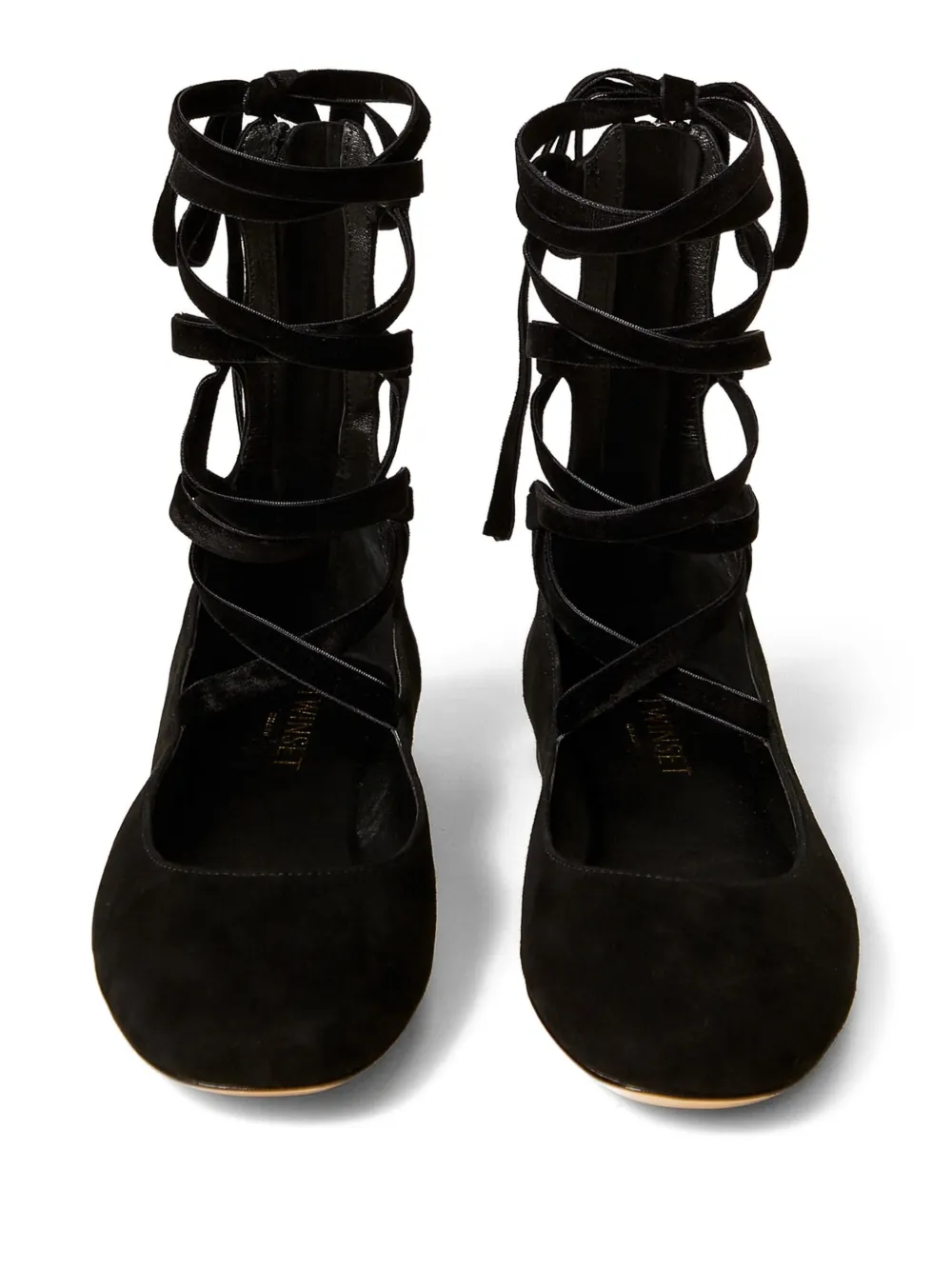 TWINSET Suède ballerina's met veters Zwart