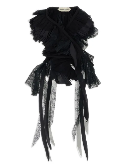 Alberta Ferretti lace-fringed silk scarf
