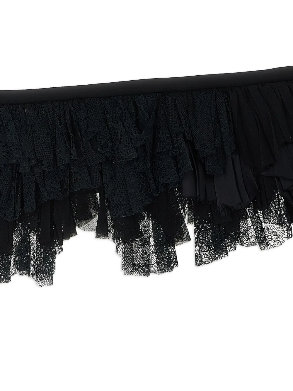 Alberta Ferretti Lace-fringed Silk Scarf In Black