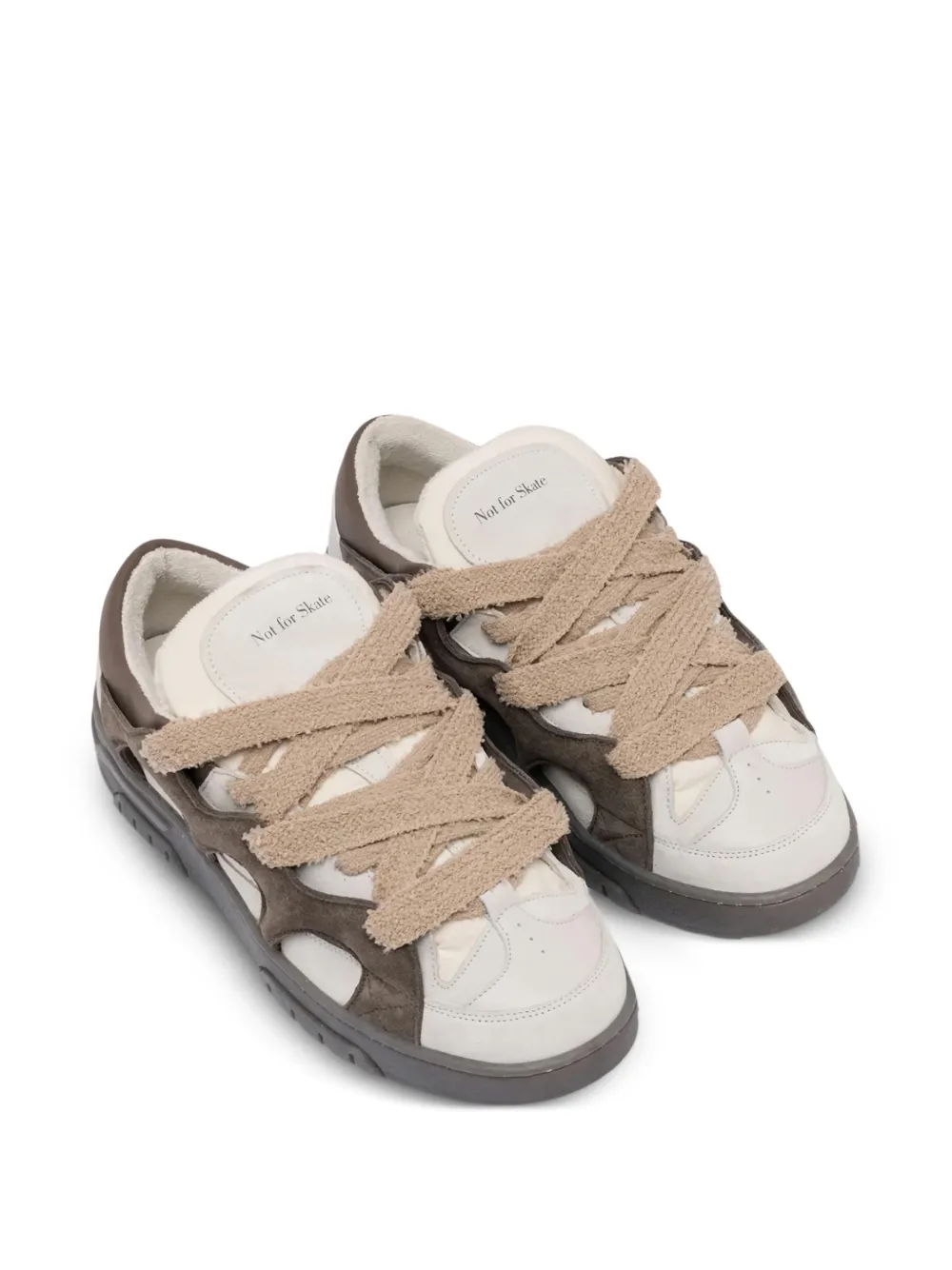 SANTHA Cutout Lace-up Trainers - Beige