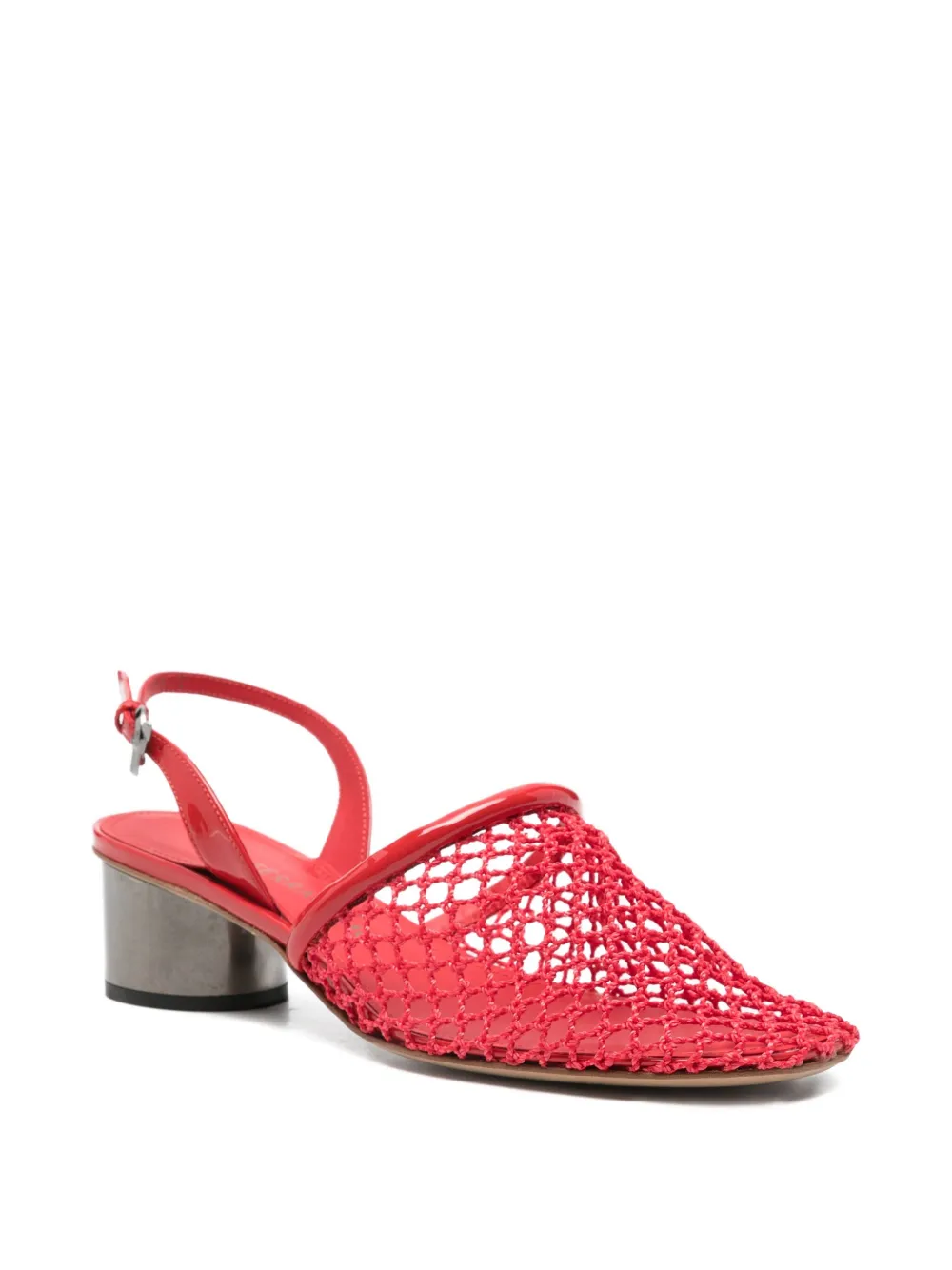 Ferragamo Sling-back Net Heeled Pumps In Animal Print